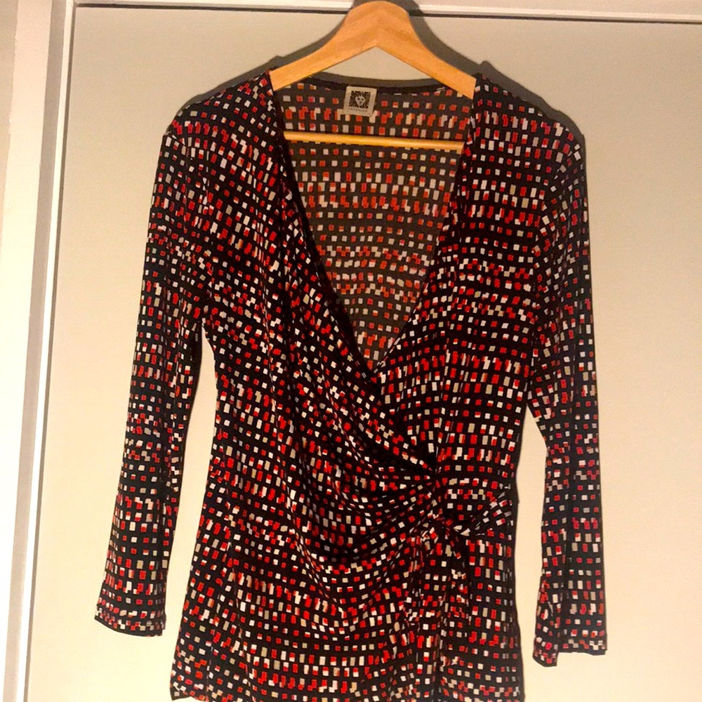 Stylish Women's Wrap Top - Red and Black